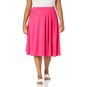 Star Vixen Women's Plus Size Ponte Midi Full Skater Skirt
