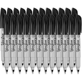 Ultra Fine Point Black Permanent Markers, 24 Pack Ultra Fine Point Black Permanent Marker set, Works on paper, Plastic, Stone, Glass, Metal