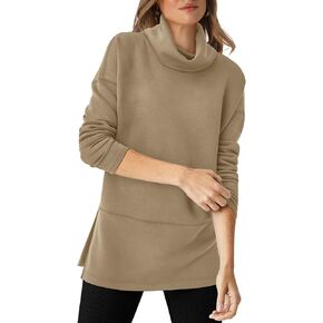WIHOLL Womens Long Sleeve Tops Turtleneck Sweatshirt Fall Fashion 2024 Air Essentials Tunic Tops