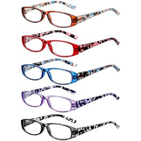Reading Glasses Blue Light Blocking, 5-Pack Reading Glasses for Women with Comfort Spring Hinges, Anti UV/Glare Readers 1.25