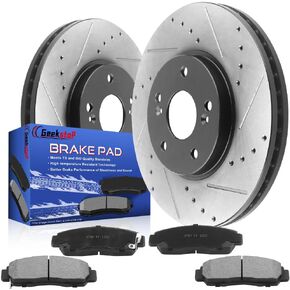 دوارات ومنصات الفرامل الأمامية المتوافقة مع Honda Accord وAcura TL وAcura TSX وAcura CL المحفورة والمشقوقة ذات الطلاء الإلكتروني لأقراص الفرامل الدوارة ومجموعات وسادات الفرامل الأمامية من السيراميك