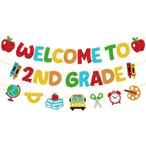 Welcome to 2nd Grade Banner First Day of Second Grade Garland Welcome Back to School Decorations Hello 2nd Grade Theme School Classroom Bulletin Board Party Supplies in Saudi Arabia