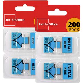 1InTheOffice Arrow Flags Deluxe "Initial Here" Sticker, Message Arrow Self Adhesive Tapes, Blue 200-Pack