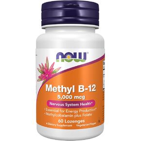 NOW Supplements, Methyl B-12 (Methylcobalamin) 5,000 mcg, Nervous System Health*, 60 Lozenges
