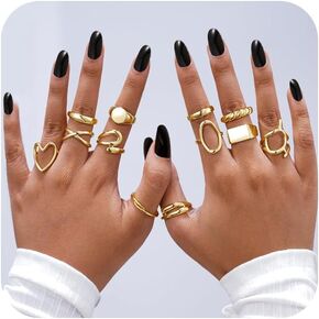 12PCS Gold Knuckle Rings Set for Women Chunky Stackable Rings Non Tarnish Gold Rings Trendy Dainty Multiple Ring Gold Jewelry