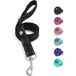 NESTROAD Heavy Duty Dog Leash with 2 Padded Handles,High Reflective Threads Rope Dog Leash with Poop Bag Holder for Small,Medium and Large Dogs Walking(5FT,Black)