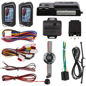 EASYGUARD EC207-M9 2 Way Car Alarm System with 1.73'' LCD Pager Display Push Start Button Remote Engine Timer Engine Start DC12V