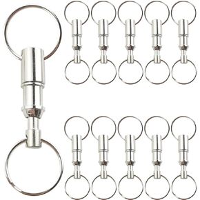 11PCS Quick Release Keychain Detachable Pull Apart Key Rings Heavy Duty Dual Split Snap Lock Holder Silver Double Spring Key Accessory