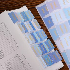 96 Pieces Bible Tabs, Laminated Bible Tabs for Women & Men, Large Print Blue Bible Tabs Gold Foil Bible Book Tabs for Study Bible, 30 Blank Bible Index Tabs