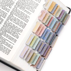 96 Pieces Bible Tabs, Laminated Bible Tabs for Women & Men, Large Print Blue Bible Tabs Gold Foil Bible Book Tabs for Study Bible, 30 Blank Bible Index Tabs