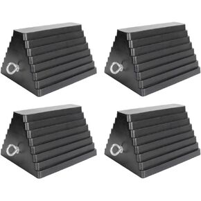 Extreme Max 5001.5775.4 Heavy-Duty Rubber Wheel Chock with Eyebolt - Value 4-Pack