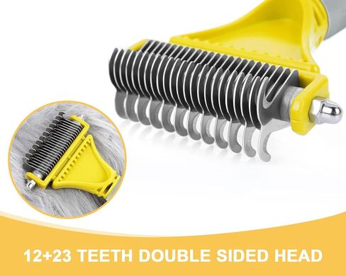 Pecute Pet Dematting Tool 2 Pack - Double Sided Undercoat Rake & Dematting Comb for Detangling Matted or Knotted Undercoat Hair, Great for Medium or Long-haired Dogs & Cats in Saudi Arabia