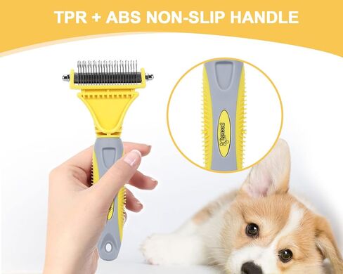 Pecute Pet Dematting Tool 2 Pack - Double Sided Undercoat Rake & Dematting Comb for Detangling Matted or Knotted Undercoat Hair, Great for Medium or Long-haired Dogs & Cats in Saudi Arabia