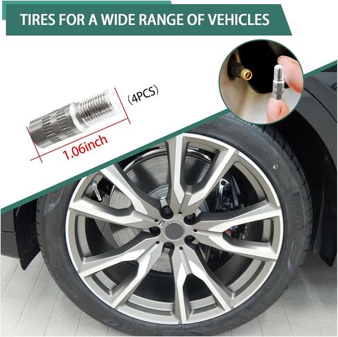 4PCS 19mm Valve Cap Stem Extenders, Screw-on Car Tire Valve Stem Extensions, Universal Nickle Plated Brass Wheel Tire Caps Extender Adapter for Car Truck Motorcycle Bike in Saudi Arabia