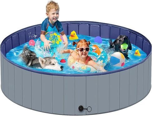 Dog Pool, Foldable Portable Plastic Pool for Kids, Dog Bathtub for Dogs Slip-Resistant (Blue 40" x 12") in Saudi Arabia