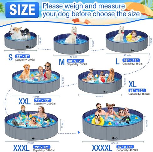 Dog Pool, Foldable Portable Plastic Pool for Kids, Dog Bathtub for Dogs Slip-Resistant (Blue 40" x 12") in Saudi Arabia