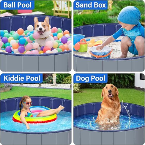 Dog Pool, Foldable Portable Plastic Pool for Kids, Dog Bathtub for Dogs Slip-Resistant (Blue 40" x 12") in Saudi Arabia