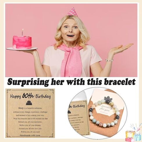30th/40th/50th/60th/70th Birthday Gifts for Women, Unique Gifts for Woman Bead Bracelet for Mom, Aunt, Wife, Grandma, Sisters, Friends in Saudi Arabia