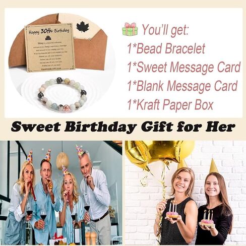 30th/40th/50th/60th/70th Birthday Gifts for Women, Unique Gifts for Woman Bead Bracelet for Mom, Aunt, Wife, Grandma, Sisters, Friends in Saudi Arabia