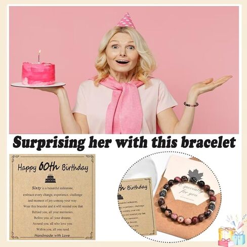 30th/40th/50th/60th/70th Birthday Gifts for Women, Unique Gifts for Woman Bead Bracelet for Mom, Aunt, Wife, Grandma, Sisters, Friends in Saudi Arabia