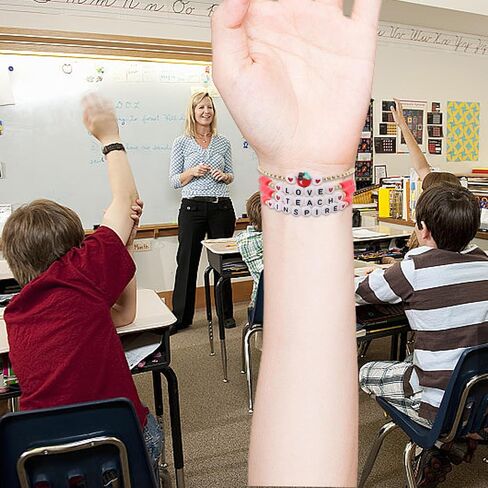 Cooluckday Teacher Bracelets Teacher Appreciation Stackable Stretch Bracelet Love Teach Inspire Clay Bracelets Preppy Jewelry Teacher Gifts in Saudi Arabia