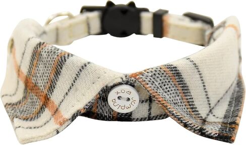 Lapel Cat Collar Breakaway with Bell, Plaid Turndown Collar Cat Collar for Kittens Adjustable 9-11in (2pcs Beige&Coffee) in Saudi Arabia