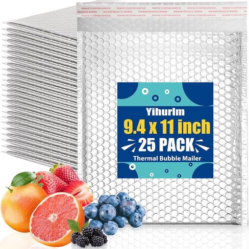 Thermal Bubble Mailer,8 x 11" Metallic Bubble Mailers,Waterproof Padded Envelopes,Self Seal Cool Bubble Mailers,Foil Mailing Envelopes,Insulated Shipping Bags for Cold Shipping (Silver 25PCS) in Saudi Arabia