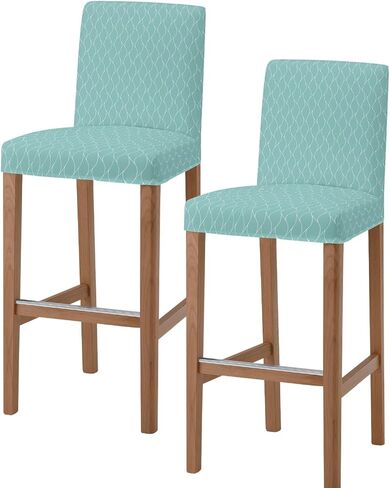 Stretch Bar Stool Covers, Farmhouse Decoration Teal Green Geometric Pattern Removable Counter Stool Pub Chair Covers Slipcover with Elastic Bands for Dining Room Set of 2 in Saudi Arabia
