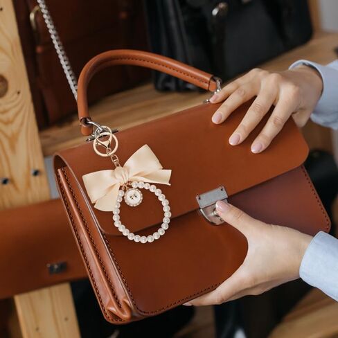 Pearl Bow Keychain Wistlet for Girls Women Bow Pearl Keychains Pink Black Beige in Saudi Arabia
