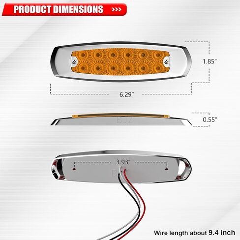 أضواء LED لعلامة المقطورة كهرماني 12 LED علامة جانبية للتخليص الأمامي والخلفي لمؤشر إشارة الانعطاف 6 بوصة 12 فولت ضوء فلاش ستروب ثابت مقاوم للماء لشاحنة المقطورة فان بيك اب ATV RV، 5 قطع in Saudi Arabia