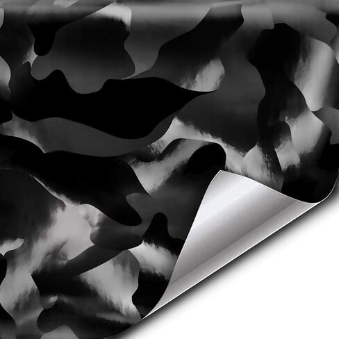 VViViD+ 2020 Edition Black Stealth Large Sized Pattern Camouflage Vinyl Car Wrap Roll (1ft x 5ft) Self Adhesive Film Air Release Technology, Scratch Resistance, Protective Liner, Bubble-Free in Saudi Arabia