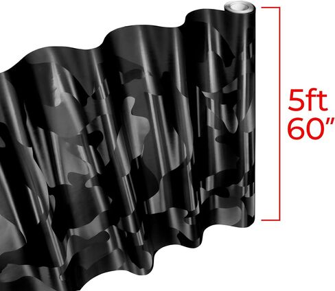 VViViD+ 2020 Edition Black Stealth Large Sized Pattern Camouflage Vinyl Car Wrap Roll (1ft x 5ft) Self Adhesive Film Air Release Technology, Scratch Resistance, Protective Liner, Bubble-Free in Saudi Arabia