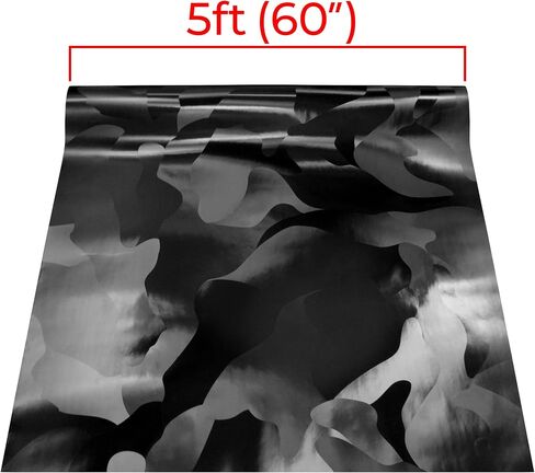 VViViD+ 2020 Edition Black Stealth Large Sized Pattern Camouflage Vinyl Car Wrap Roll (1ft x 5ft) Self Adhesive Film Air Release Technology, Scratch Resistance, Protective Liner, Bubble-Free in Saudi Arabia