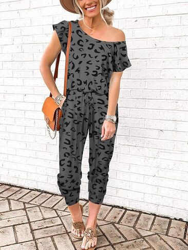 بذلة نسائية كاجوال بدون أكتاف من Paintcolors وخصر مطاطي قابل للتمدد وطباعة جلد الفهد in Kuwait