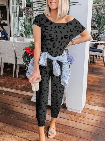 بذلة نسائية كاجوال بدون أكتاف من Paintcolors وخصر مطاطي قابل للتمدد وطباعة جلد الفهد in Kuwait