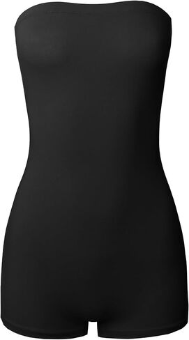 Womens Sexy Slim Fit Shapewear Strapless Bodycon Tube Romper Bodysuit in Saudi Arabia