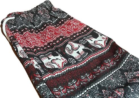 Trendy Thai Elephant Trousers - Elastic Waist with Drawstring - Women Animal Print Pants in Saudi Arabia