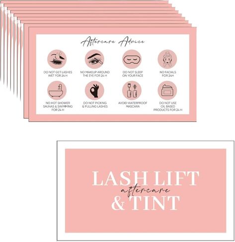 Lash Lift and Tint Aftercare Instruction Cards 2x3.5" inches Eyelash Business Supplies 100 pcs (Modern Pink) in Saudi Arabia