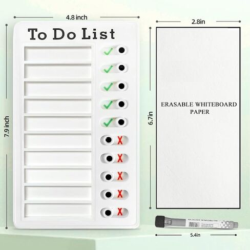 مخطط المهام للمراهقين، مخطط ADHD للبالغين، مخطط الواجبات المنزلية ومخطط ADHD الطول 7.9 بوصة العرض 4.7 بوصة الارتفاع 0.25 بوصة مع ورقة بيضاء قابلة للمسح وقلم قابل للمسح (أبيض) in Kuwait