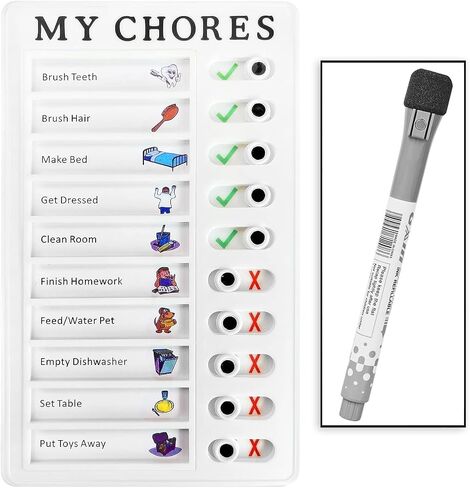 Chore Chart for Teens, ADHD Planner for Adults, Homework Planner and ADHD Planner Length 7.9" Width 4.7" Height 0.25" with an Erasable Whiteboard Paper, an Erasable Pen (White) in Saudi Arabia