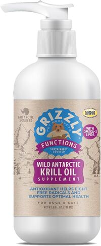 Grizzly Wild Antarctic Krill Oil All-Natural Antioxidant Dog Food Supplement, 8 oz in Saudi Arabia
