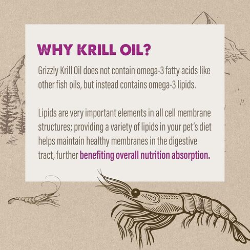 Grizzly Wild Antarctic Krill Oil All-Natural Antioxidant Dog Food Supplement, 8 oz in Saudi Arabia
