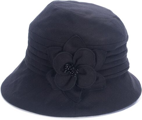 Womens 1920s Flappers 100% Linen Cloche Bucket Sun Summer Floral Hat A602 in Saudi Arabia