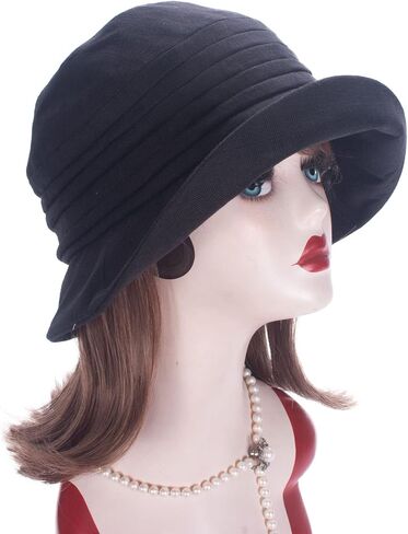 Womens 1920s Flappers 100% Linen Cloche Bucket Sun Summer Floral Hat A602 in Saudi Arabia
