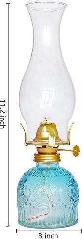 2 Pieces Large Chamber Oil Lamps, Glass Clear Color Kerosene Lamps for Indoor Use Home Decorative Hurricane Lamp Oil Lantern 11" Vintage Oil Lamp for Tabletop Decor Lighting in Saudi Arabia