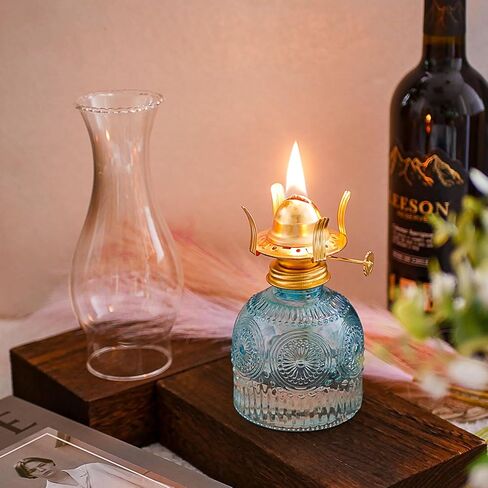 2 Pieces Large Chamber Oil Lamps, Glass Clear Color Kerosene Lamps for Indoor Use Home Decorative Hurricane Lamp Oil Lantern 11" Vintage Oil Lamp for Tabletop Decor Lighting in Saudi Arabia