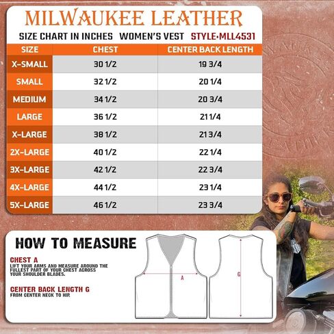 سترة جلدية نسائية من Milwaukee Leather Standard MLL4531 رمادية مفتوحة الرقبة من الجلد، رمادي متعثر، مقاس XL in Saudi Arabia