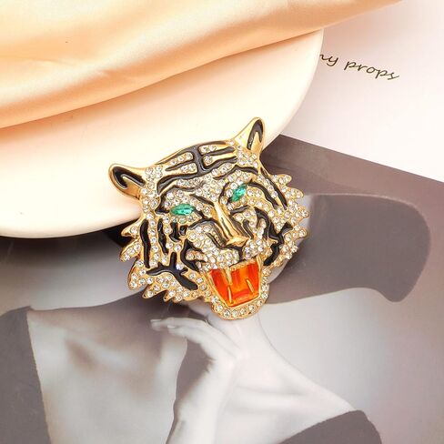 Rhinestone Tiger Head Brooch Pins. Animal Lapel Pin for Men,Punk Lion Coat Brooch for Mens Brooch Pin Suit Tiger Pin Jewelry in Saudi Arabia
