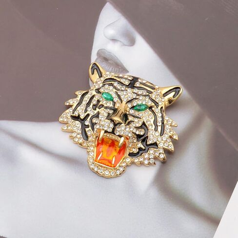Rhinestone Tiger Head Brooch Pins. Animal Lapel Pin for Men,Punk Lion Coat Brooch for Mens Brooch Pin Suit Tiger Pin Jewelry in Saudi Arabia