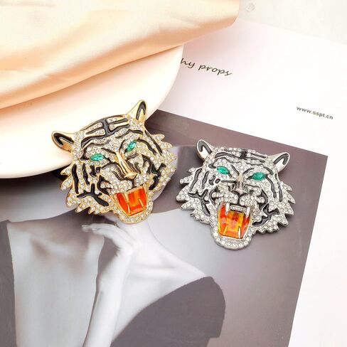 Rhinestone Tiger Head Brooch Pins. Animal Lapel Pin for Men,Punk Lion Coat Brooch for Mens Brooch Pin Suit Tiger Pin Jewelry in Saudi Arabia